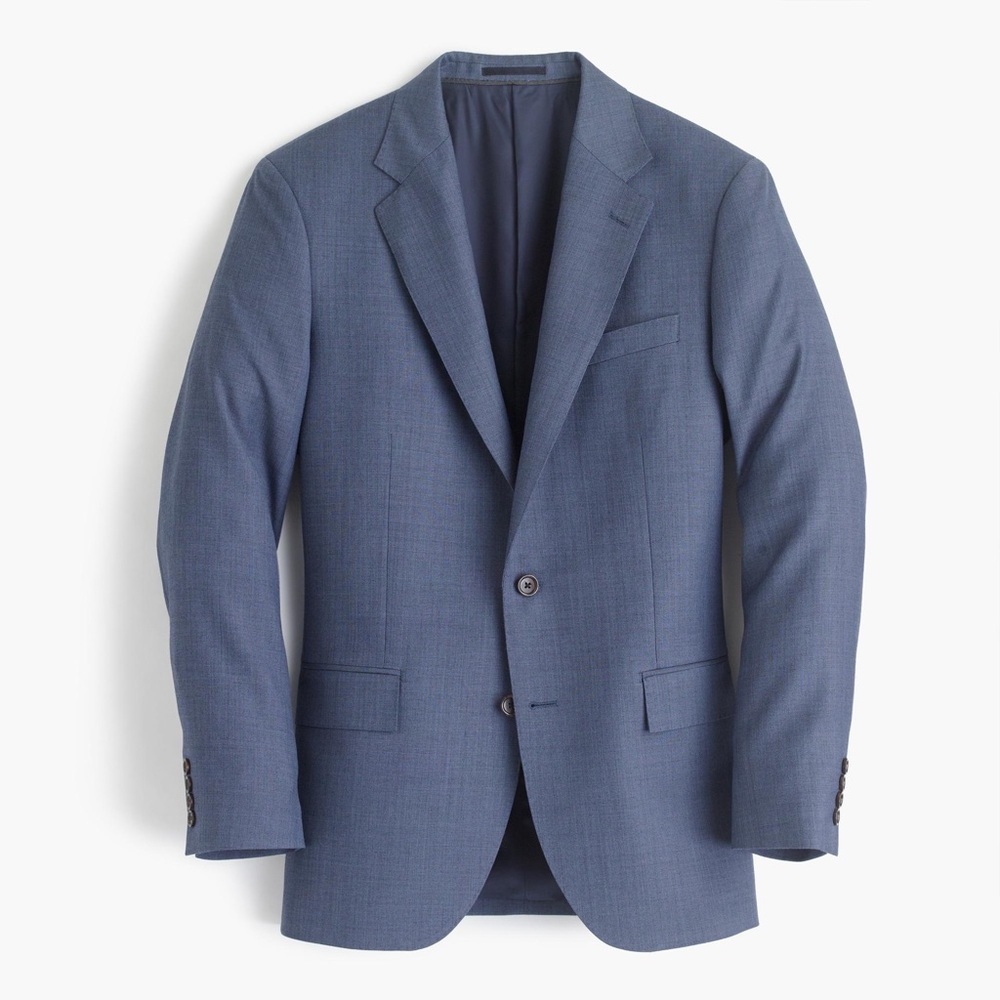 J Crew Mens Ludlow 36R Light Blue Worsted Wool Suit Jacket Double Vent 2 Button